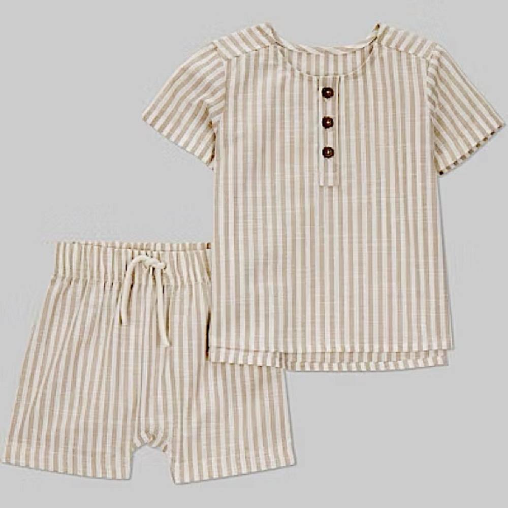 Carter's Beige and White Striped Baby Set 6M